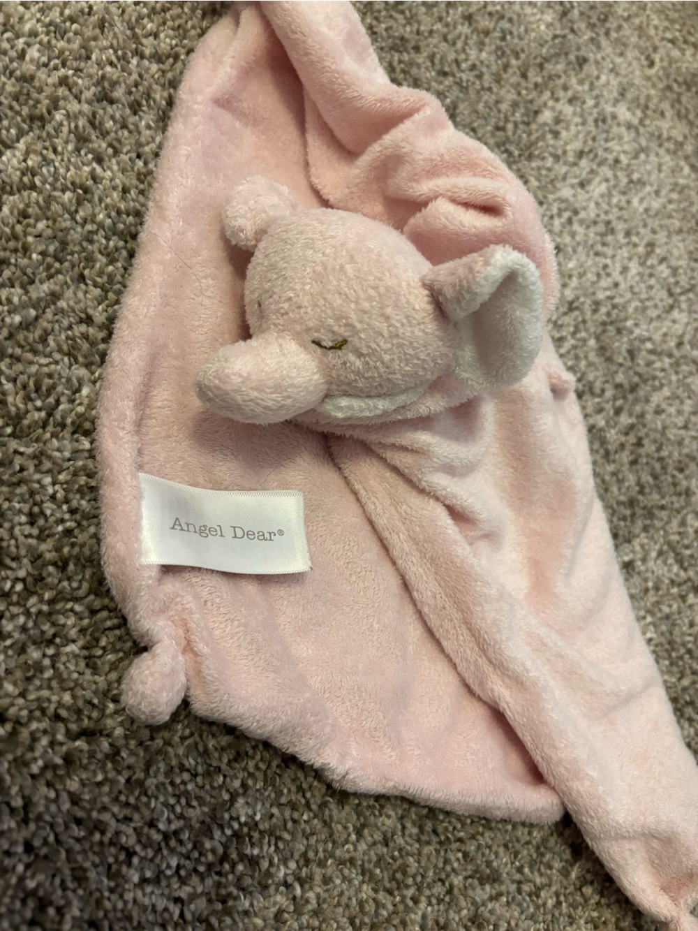 Angel Dear Soft Pink Elephant Lovey Blanket